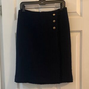 Women’s Talbots Pencil Skirt, Navy Blue, sz 4, Faux Wrap, Gold Buttons